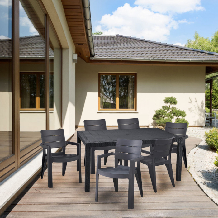 Curver Set de mobilier de grădină Mebiza 6+1 în culoarea grafit [5]