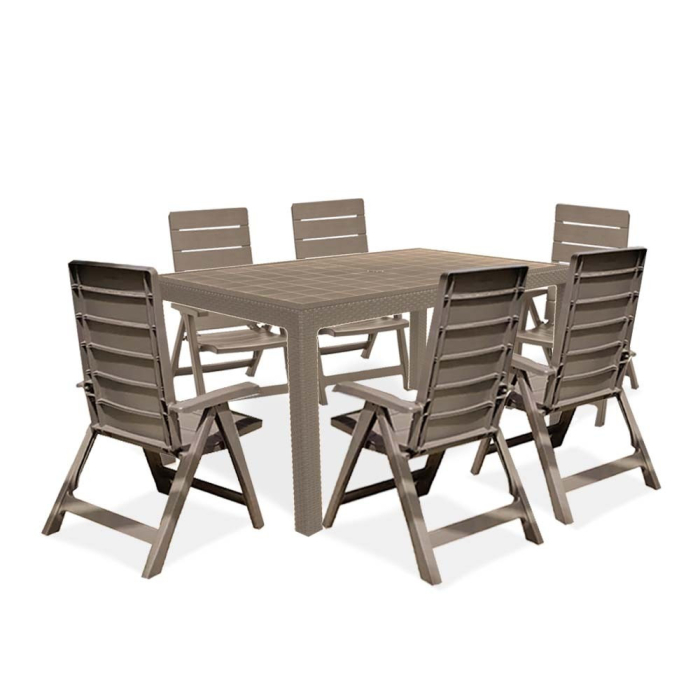 Curver Set de mobilier de grădină Mesilia 6+1 în culoarea cappuccino [2]
