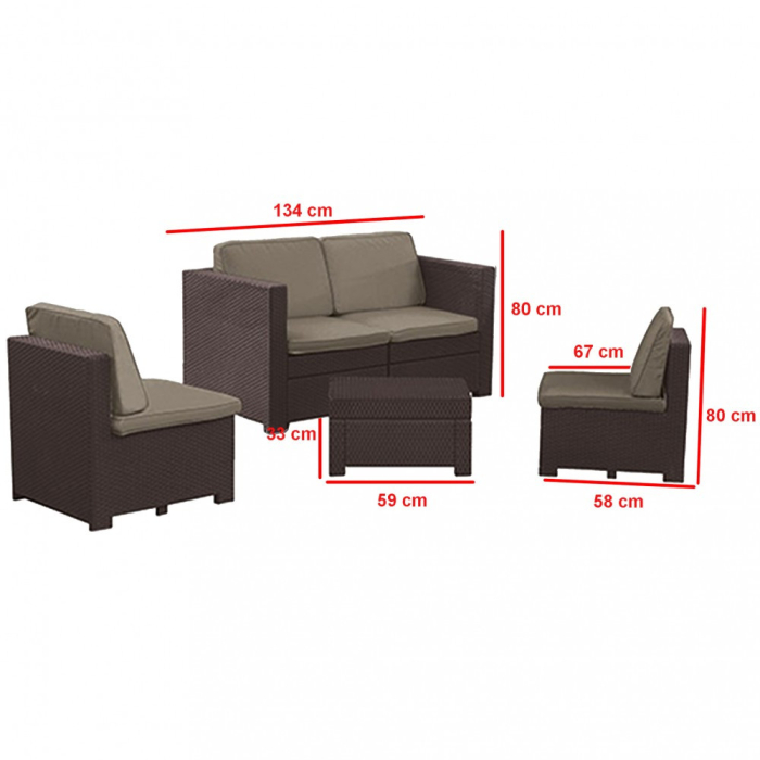 Curver Set de mobilier de grădină Modus format din 2 fotolii, canapea cu două locuri și masă [2]