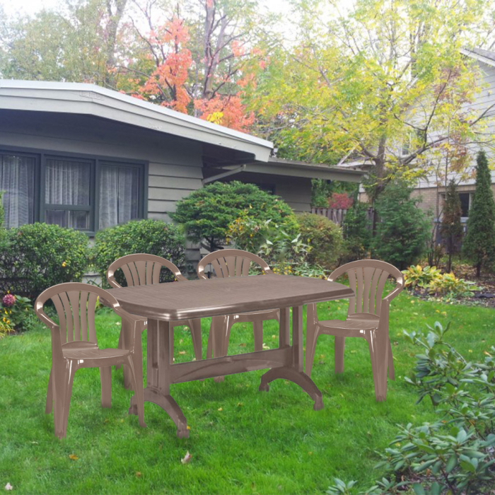 Curver Set de mobilier de grădină Pocilia 4+1 în culoarea cappuccino [5]