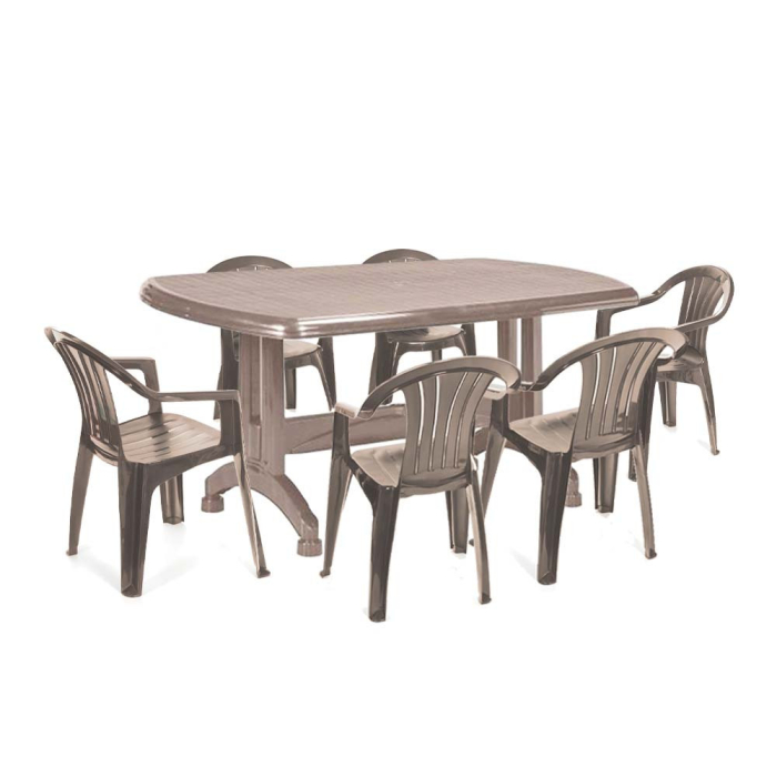 Curver Set de mobilier de grădină Pocilia 6+1 în culoarea cappuccino [2]