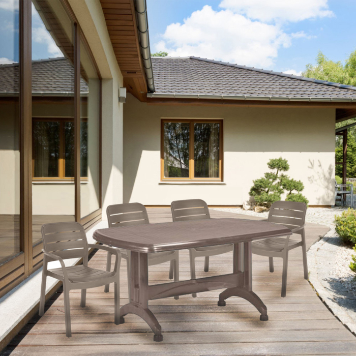 Curver Set de mobilier de grădină Posara 4+1 în culoarea cappuccino [5]