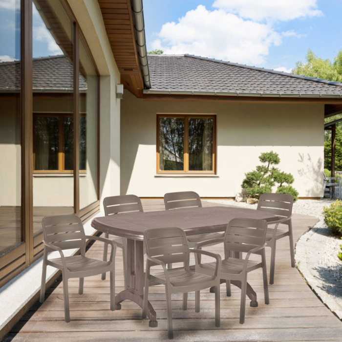 Curver Set de mobilier de grădină Posara 6+1 în culoarea cappuccino [5]