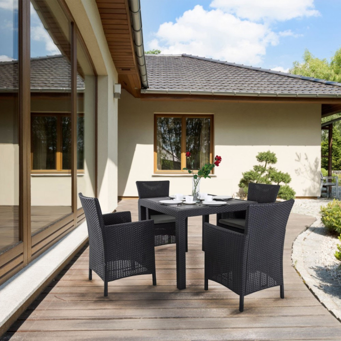 Curver Set de mobilier de grădină Quartet 4 locuri, culoare grafit cu perne gri deschis [5]