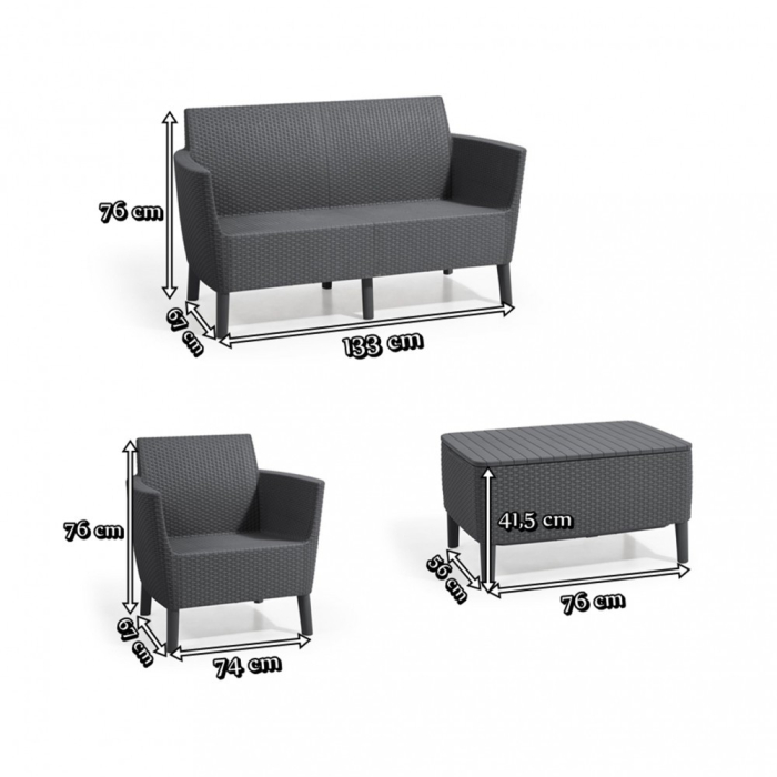 Curver Set de mobilier de grădină Salemo cu canapea cu două locuri, 2 fotolii, măsuță [5]