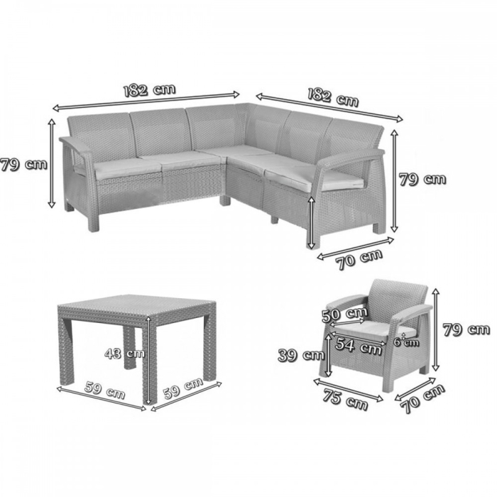 Curver Set mobilier de grădină Corfu relax duo, grafit [4]