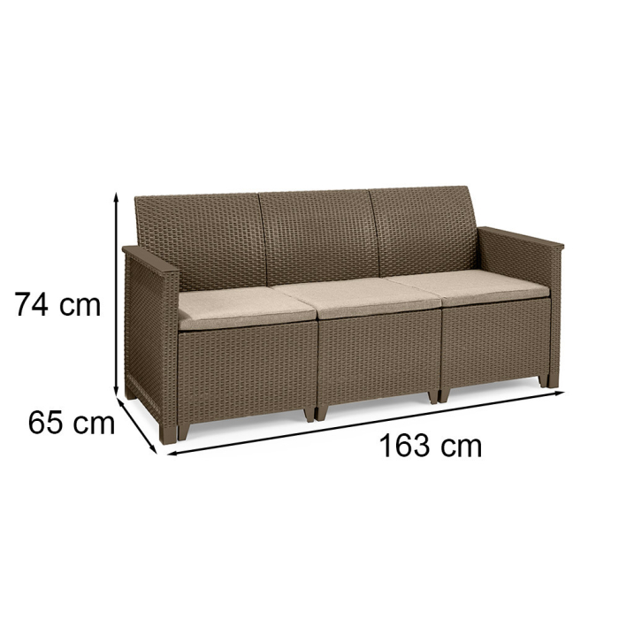 Curver Set mobilier de grădină Elodie cu canapea cu 3 locuri și masă cu suport pentru perne [5]