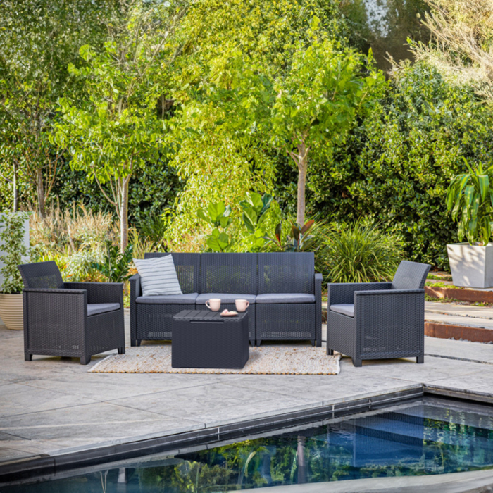 Curver Set mobilier de grădină Elodie cu canapea cu 3 locuri și masă cu suport pentru perne [2]