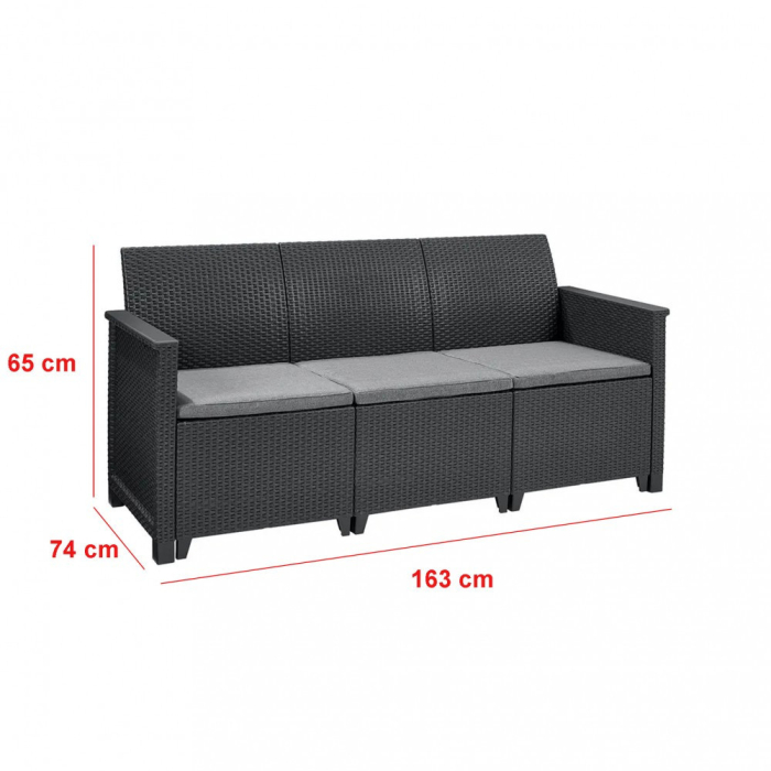 Curver Set mobilier de grădină Emma din ratan cu canapea cu 3 locuri și masă Chicago [3]