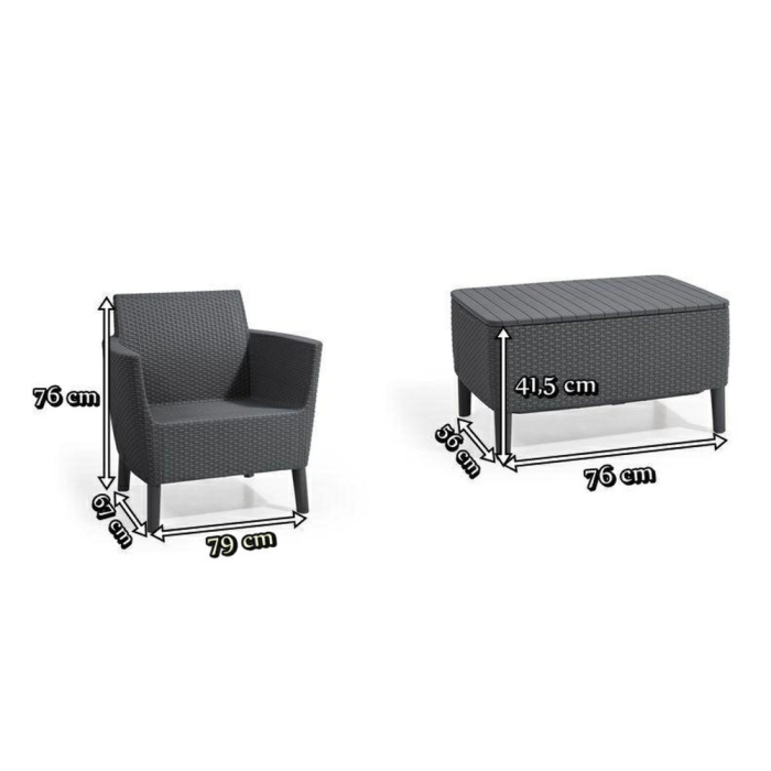 Curver Set mobilier de grădină pentru balcon Salemo, 2 fotolii cu măsuță [3]