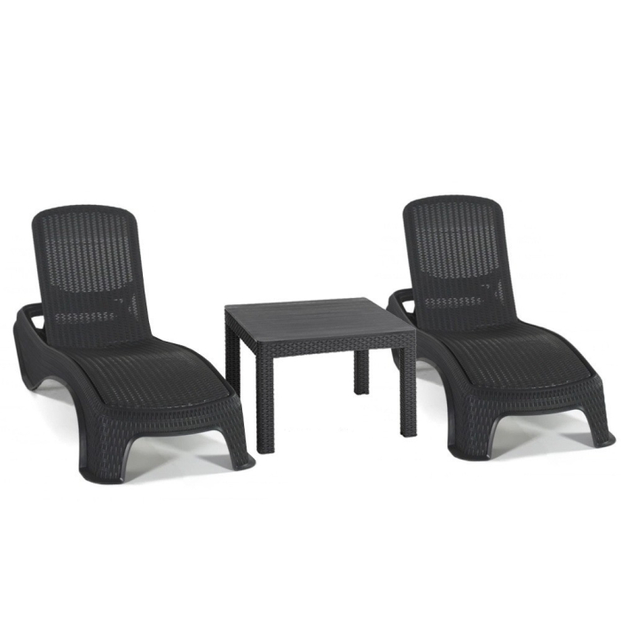 Curver Set șezlonguri de grădină Atlantic Duo cu masă Orlando grafit [2]