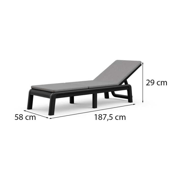 Curver Șezlong Formentera din plastic cu pernă, grafit-gri deschis [3]