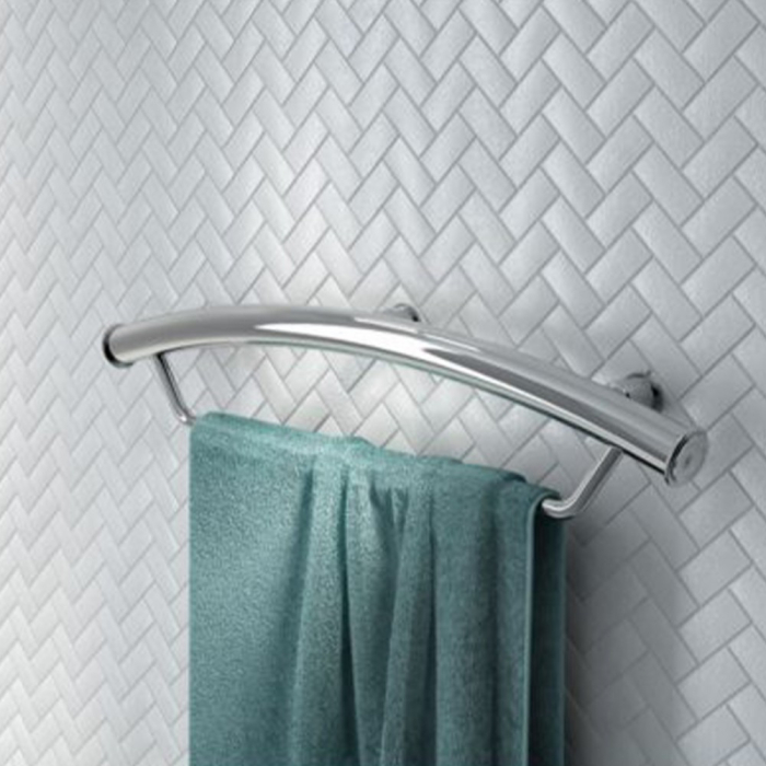 Deante Vital mâner din oțel montat pe perete cu suport pentru prosoape, crom [2]