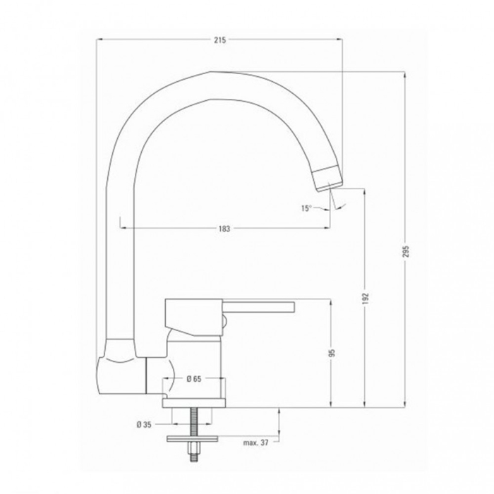 Deante Robinet mixer pentru chiuvetă Aster cu gura de scurgere reglabilă, crom. [3]