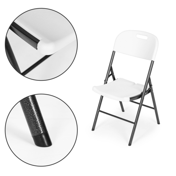 Homelux 4 bucăți scaun pliabil metal și HDPE alb [7]