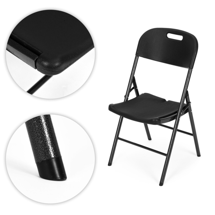 Homelux 4 bucăți scaun pliabil metal și HDPE negru [9]