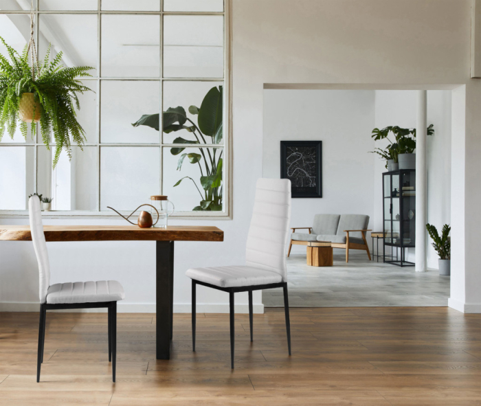 Homelux 4 scaune cu spătar înalt din piele artificială albă [9]