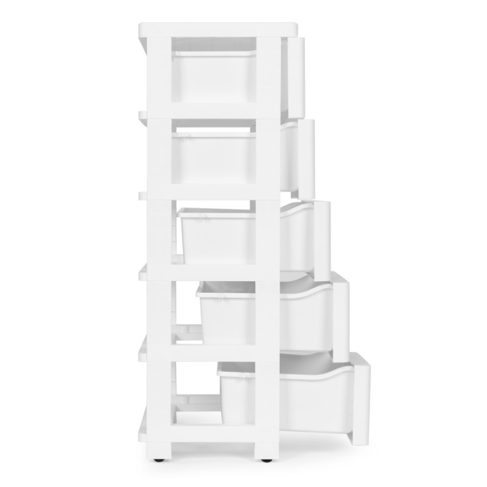 Homelux 5 sertare cu raft extensibil cu picioare cu roți alb [5]