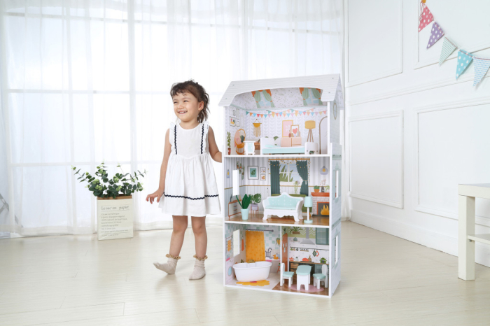 Homelux Alice Dollhouse 3 etaje 4 camere 9 piese de mobilier [9]