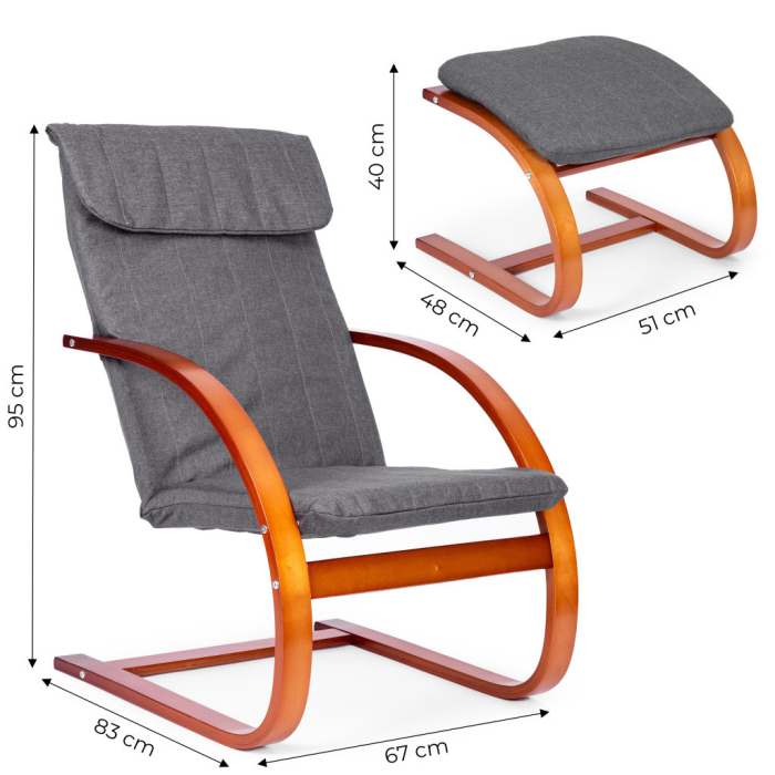 Homelux Balansoar finlandez cu cadru din lemn și suport pentru picioare hazel - gri [8]