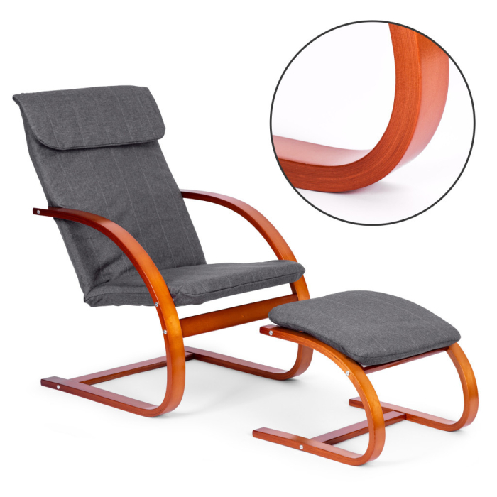 Homelux Balansoar finlandez cu cadru din lemn și suport pentru picioare hazel - gri [7]