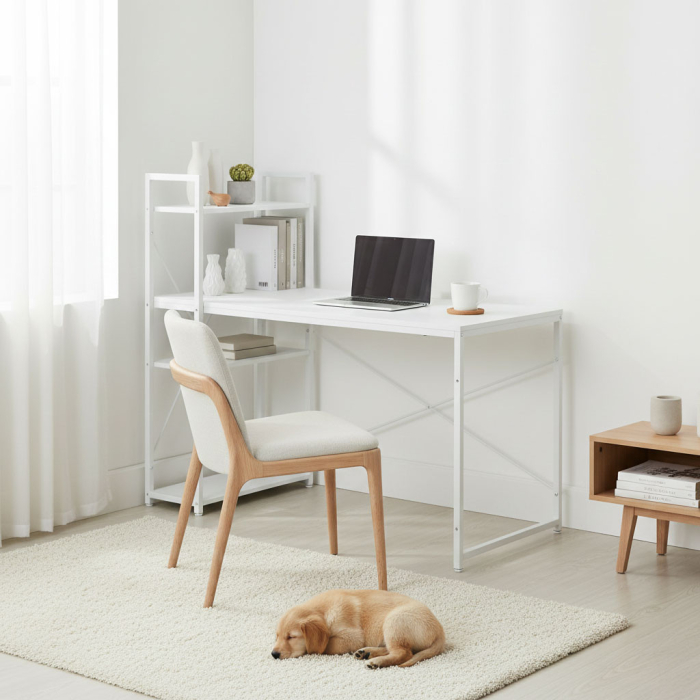 Homelux Birou 120x60 cm cu 3 rafturi Alb [3]