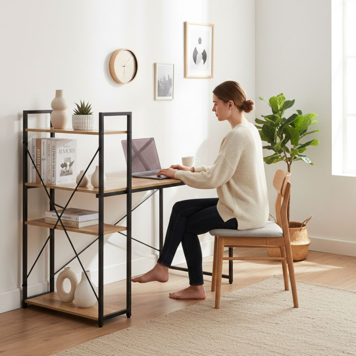 Homelux Birou 120x60 cm cu 3 rafturi Loft Style [2]