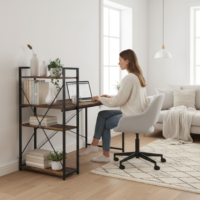Homelux Birou 120x60 cm cu 3 rafturi Loft Style [2]