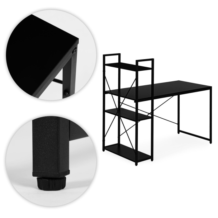 Homelux Birou 120x60 cm cu 3 rafturi Negru [7]