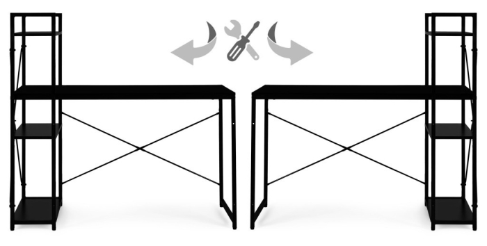 Homelux Birou 120x60 cm cu 3 rafturi Negru [8]