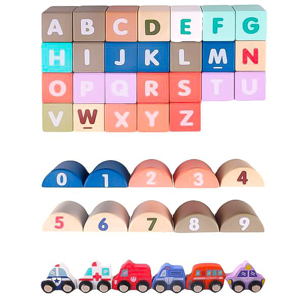 Homelux Blocuri de construcție educațională din lemn cu covor 115 piese [6]