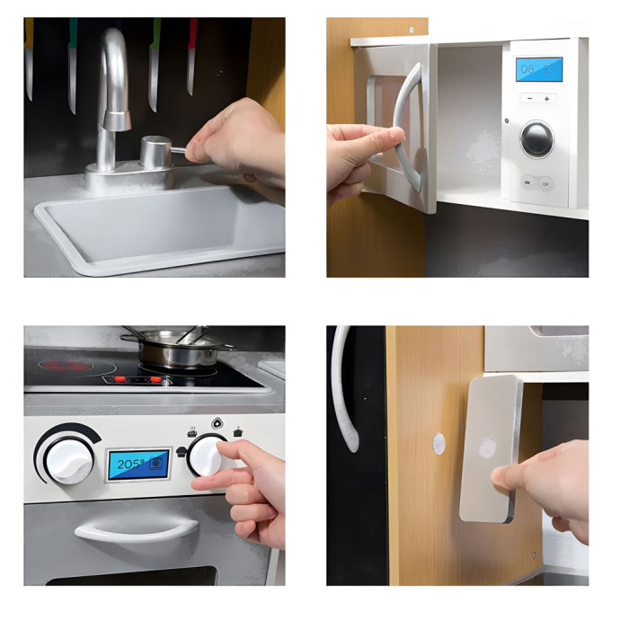 Homelux Bucătărie de jucărie din lemn cu sunet și bord LED accesorii metalice [7]