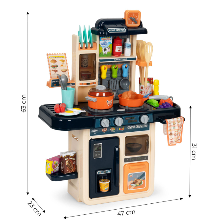 Homelux Bucătărie pentru copii buzzer LED generator de abur cu 42 de accesorii albastru închis [5]