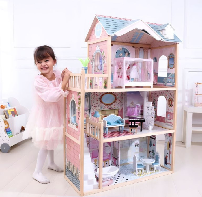 Homelux Casă mare de păpuși din lemn 3 etaje 11 bucăți [10]