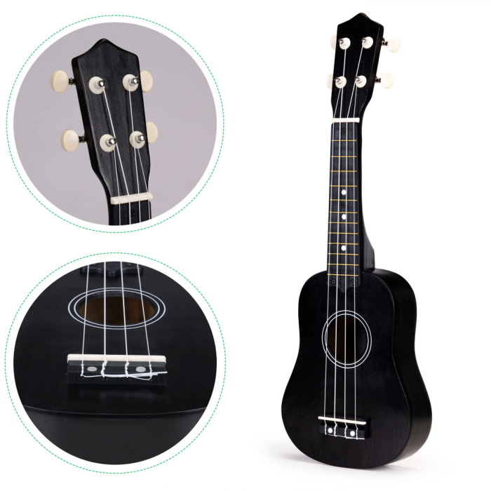 Homelux Chitară Ukulele din lemn pentru copii, 4 corzi din nylon negru [4]