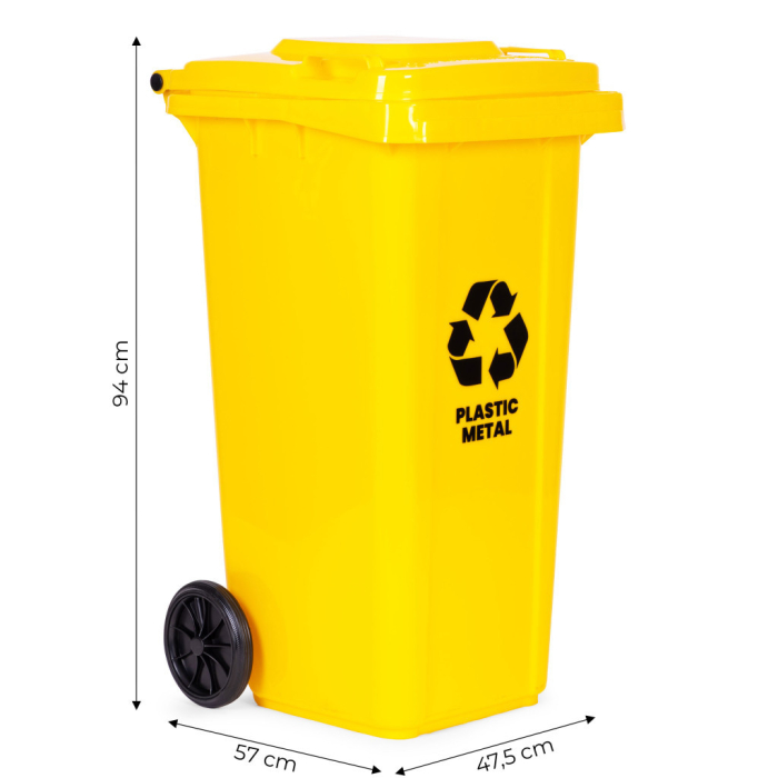 Homelux Coș de gunoi 120 l galben, cu roți de cauciuc [10]