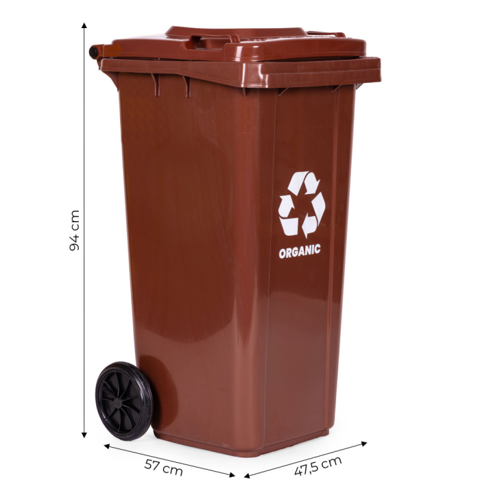 Homelux Coș de gunoi 120 l maro, cu roți de cauciuc [10]