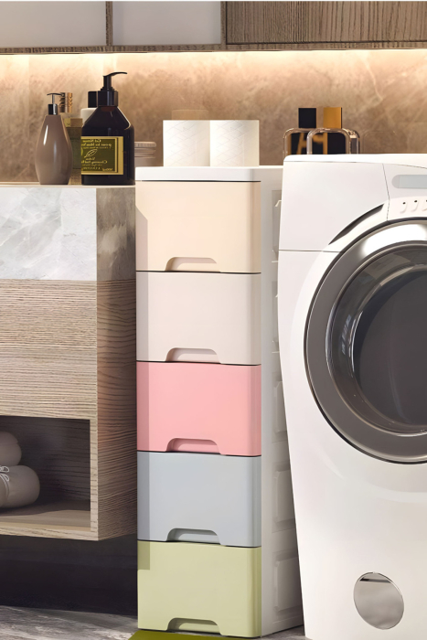 Homelux Dulap de depozitare a jucăriilor rulant cu sertare 5 piese, pastel 18x32x83 cm [7]