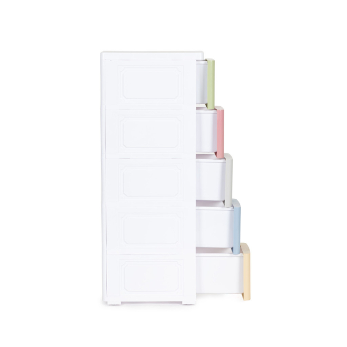 Homelux Dulap de depozitare a jucăriilor rulant cu sertare 5 piese, pastel 18x32x83 cm [3]