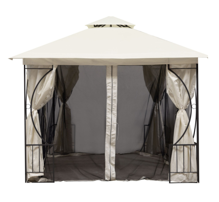 Homelux Foișor de grădină 3x3 m cu plasă de țânțari bej [6]