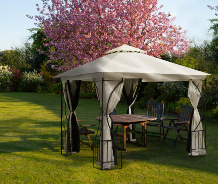 Homelux Foișor de grădină 3x3 m cu plasă de țânțari bej [9]