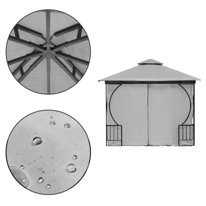 Homelux Foișor de grădină 3x3 m gri [7]