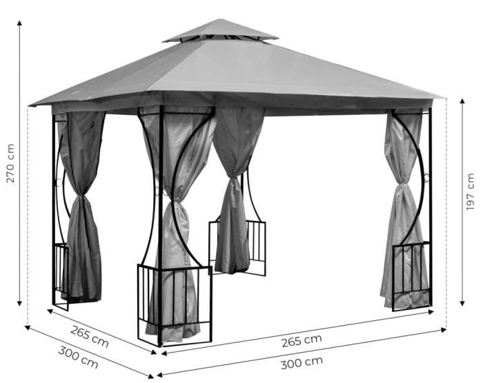 Homelux Foișor de grădină 3x3 m gri [9]