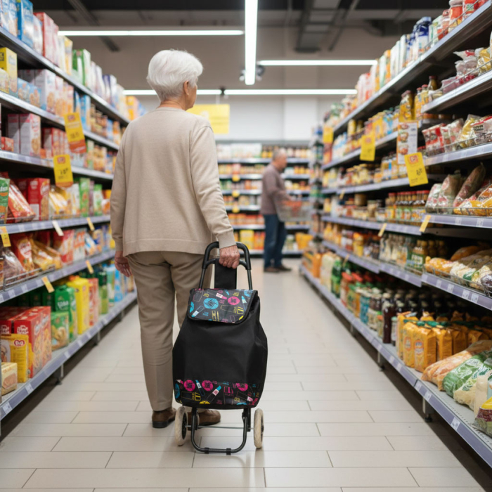 Homelux Geantă de cumpărături rulantă de 30 de litri cu scaun rabatabil [2]