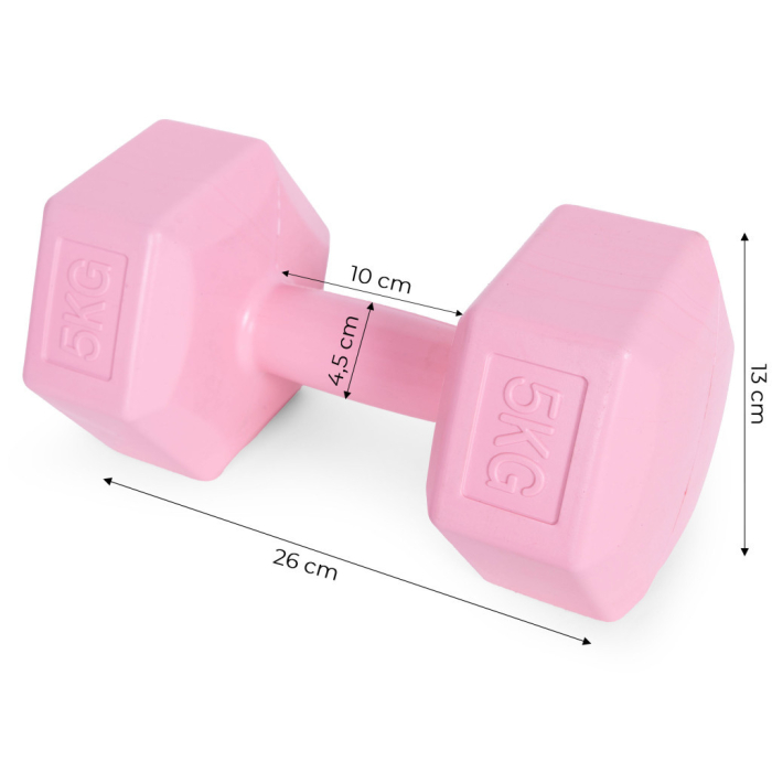 Homelux Hex barbell set 2x5 kg roz [10]