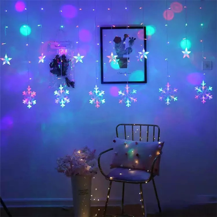 Homelux Lumini de Crăciun fulgi de zăpadă stele perdea 138 LED [6]