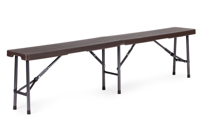 Homelux Masă de catering 180cm + 2 bănci, set banchet maro [5]