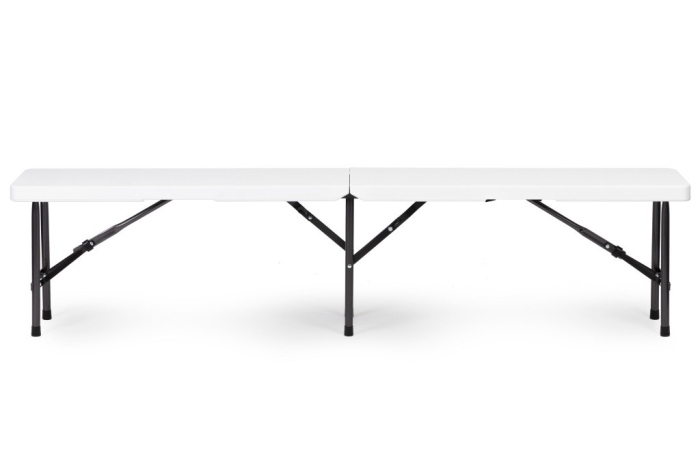 Homelux Masă de catering 180cm + 2 bănci, set de banchet alb [6]