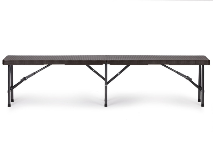 Homelux Masă de catering 180cm + 2 bănci, Set de banchet din ratan [6]