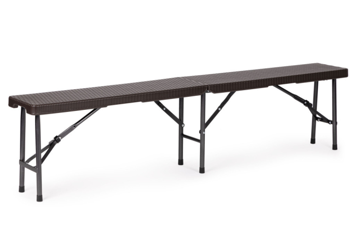 Homelux Masă de catering 180cm + 2 bănci, Set de banchet din ratan [5]